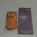 3 in 1 for iPhone 17 Pro Max Case with 360 Spin Magnetic Stand, 1X DIY Glitter Cardstock+1X Screen Protector, [Fit for Magsafe]Cute Wavy Glossy Clear Phone Cover for Women Girls 6.9", Cosmic Orange