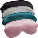 LERSVICVIL Sleep Mask 4 Pack Silk Eye Cover Soft Satin Blindfold Elastic Strap Night Eyeshade Travel Nap for Women Men