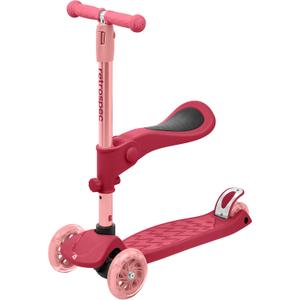 Retrospec Chipmunk Plus Kids Kick Scooter 3+ Years - Height Adjustable 3 Wheel Scooters - Learn to Steer, Foldable Seat, LED Lights, & No-Slip Deck