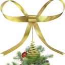 HUTHDAK Large Gold Bow Christmas Tree Topper,9.4 Inch Metal Tree Topper,Gold Bow Christmas Decorations for Xmas Home Decor Holiday Party Indoor Outdoor Shop Office