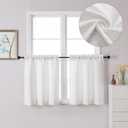 Lecloud Bessie Short Curtains 24 Inch Length Set of 2, Faux Linen Cafe Kitchen Curtain Tiers, Rod Pocket Tiers Window Treatment for Living Room Bedroom Bathroom, Each 30 W x 24 L, Natural