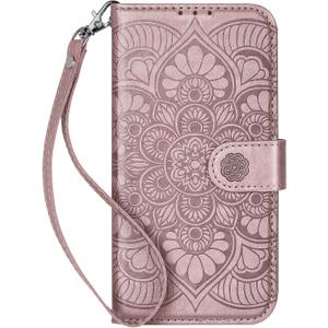 Wallet Case for iPhone 14,[RFID Blocking] 3 Card Holder Stand with Credit Card Slot PU Leather Magnetic Protective Flip Cover for iPhone 14(Rose Gold)