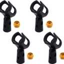 4Pcs Adjustable Rubber Microphone Holder Clips, Flexible Handheld Mic Stand Accessories, Shockproof Design with 29-32mm Inner Diameter Range, Black