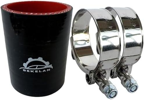 Bekelan 1.5" ID (38mm) High-Temp Straight Silicone Hose Coupler With Stainless T-Bolt Clamp - Heavy Duty 4-Ply Reinforced Design for Automotive Turbo/Intercooler/Intake Piping/Industrial Hydraulic