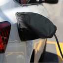 EV Charger Port Cover, Electric Car Charger Plug Cover, Outdoor Waterproof Winter Snow Rain UV All-Weather Protection, Magnetic Attachment, Suitable for Steel-Bodied Electric Vehicles (Black/Silver)