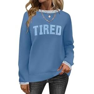 AKEWEI Womens Tunic Tops Long Sleeve Crew Neck Sweatshirts Striped Pullover Fall Trendy Soft Clothes 2025 Letter Print, L