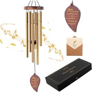 Soopau Wind Chimes for Outside, 30" Wooden Sympathy Wind Chimes Memorial Wind Chime for Loss of Loved One Mother Father, Sympathy Gift Home Decor Outdoor Garden Patio
