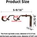 Double Curtain Rod Brackets, Heavy Duty, Bronze, 6 Pcs, Fits 3/4 & 5/8 Inch Rods, Wall Mount