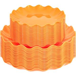 LIYH 50 Pcs Orange Scalloped Plastic Plates Heavy Duty Plates Reusable Unbreakable Plastic Plate for Party,Dishwasher Safe BPA Free (25Guests)