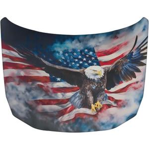 American Flag Eagle Print Car Hood Cover Elastic Polyester Car Hood Protector Auto Patriotic Decorations Waterproof Sunproof Automotive Exterior Accessories