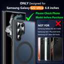OWKEY for Samsung Galaxy S22 Ultra Case with Stand, Compatible with MagSafe, Magnetic Phone Case Military-Grade Protection Shockproof Matte Cover for Samsung Galaxy S22 Ultra 5G (Black)