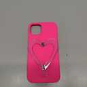 Jusy Case for iPhone 13, Cute Heart with 3D Heart Stand Slim Fit Liquid Silicone Soft Anti-Scratch Microfiber Lining Shockproof Protective Phone Cover for Girly Women Case - Hot Pink