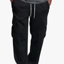 SOLY HUX Men's Sweatpants Drawstring Waist Flap Pocket Baggy Long Pants (Size L)