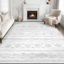 Tortania Area Rug Living Room Rugs - 9x12 Washable Large Soft Neutral Boho Moroccan Bohemian Farmhouse Rug Indoor Floor Carpet for Bedroom Under Dining Table Home Office Decor - Ivory Gray
