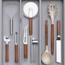 Lifewit Utensil Organizer for Kitchen Drawer, Expandable Cooking Silverware Tray, Adjustable Cutlery Flatware Holder, Plastic Spatula Tools Storage Divider, 14.4 x 15.8", Gray