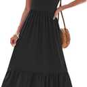 AUSELILY Womens Summer Dresses Floral Sleeveless Tiered Maxi Dress Pockets