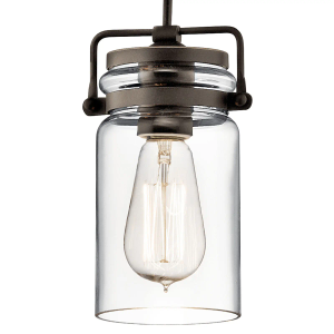 globe Brinley 7.75" Kitchen Pendant in Olde Bronze®, Mini Farmhouse Pendant with Clear Glass, (7.75" H x 4.75" W), 42878OZ, 1-Light