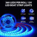 40FT Boat LED Strip Lights 12V Waterproof, Marine LED Strip Lights for Pontoon, Ideal as Under Gunnel Lights, Deck Light, Boat Interior Light for Kayak, Jon Boat and Fishing Boats (Blue)