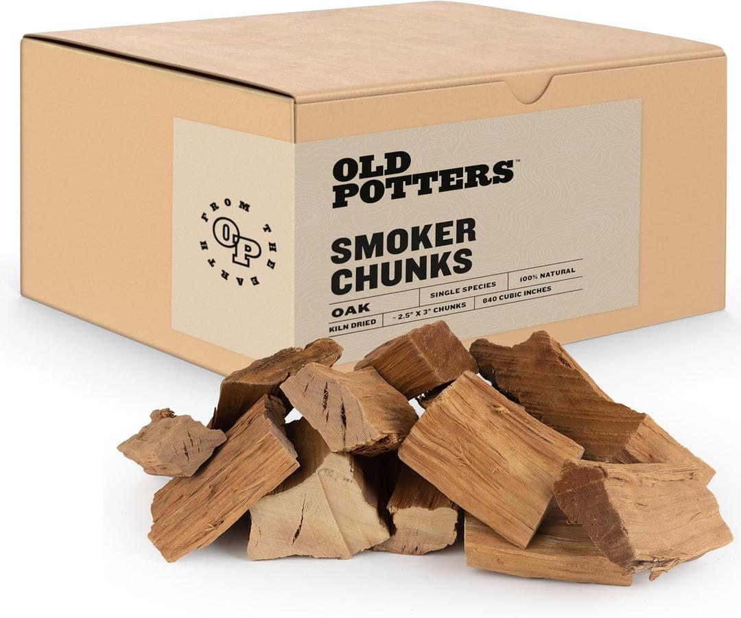 Smoker Chunks, 12-14 lbs for Grilling, Smoking, and Wood Fire Cooking ~ 2 x 3 Inches, (Oak, 790 Cu in.)