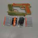 2 Pack Blaster Toy Guns for Boys Fit for Nerf Guns Darts, Small Toys Pistol for Boys Birthday Gifts, for Kids Toddlers Age 6-8 8-12 Year Olds - 16 Refill Foam Darts 2 Wristbands (Green Orange)