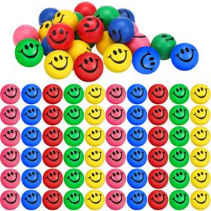 Skylety 100 Pieces Mini Smile Face Stress Balls Funny Stresbe Happy Foam Soft Colored Smile Toys for Adults 1.2 Inch Relief Balls for Anxiety(Assorted Colors)