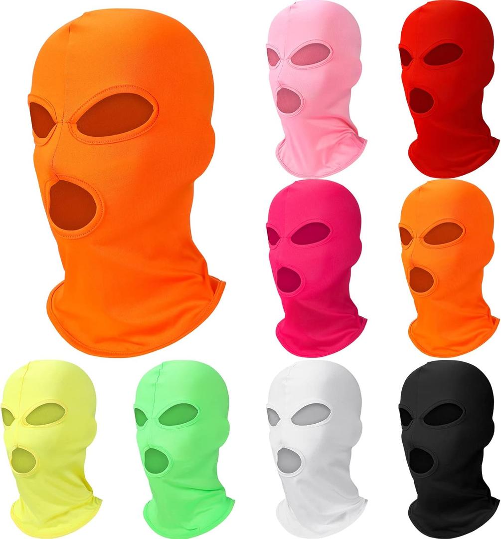 Seematn 8 Pcs 3 Hole Full Face Ski Mask for Men Women, Summer Cooling Neck Gaiter, UV Protector Motorcycle Ski Scarf Sports