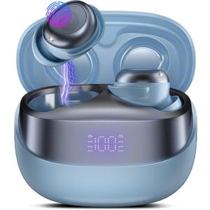 Sleep Earbuds Bluetooth 5.4 in Ear Light-Weight Headphones, Mini Sleep Headphones Small Design for Side Sleepers, 47H Playtime with Charging Case, Clear Calls Earphones, Haze Blue