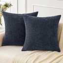 MIULEE Pack of 2 Couch Throw Pillow Covers 18x18 Inch Soft Navy Blue Chenille Pillow Covers for Sofa Living Room Solid Dyed Pillow Cases
