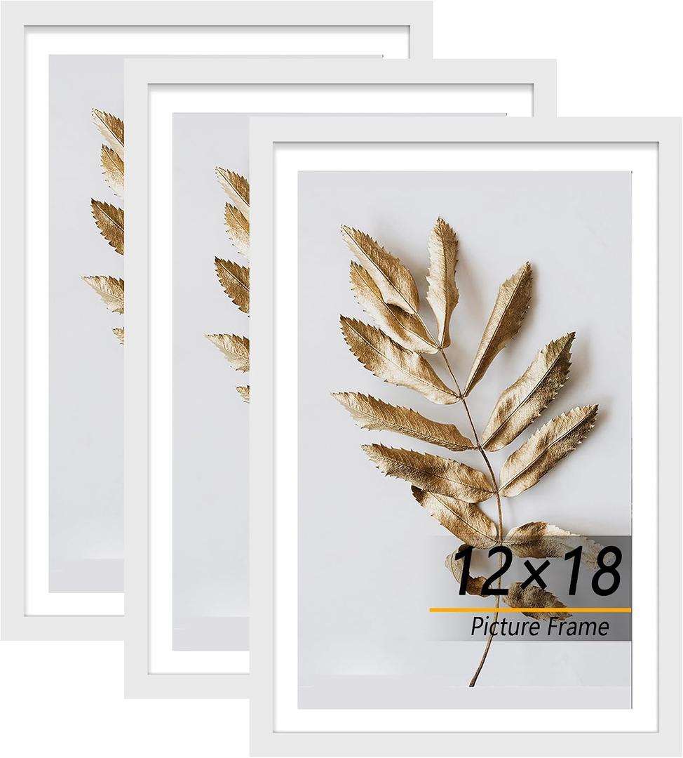 12x18 Picture Frame White 3 Pcs set can Display on the Wall