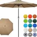 Blissun 10FT Outdoor Patio Umbrella, Outdoor Table Umbrella, Yard Umbrella, Market Umbrella with 8 Sturdy Ribs, Push Button Tilt and Crank
