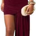 Kwunbwa Women's Sleeveless Ruched Maxi Dress Sexy Irregular Bodycon Casual Elegant Club Party Cocktail Long Dresses M