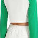 Women's St. Patrick's Day Shirt Irish Crop Top Lucky Shirt Shamrock Graphic Long Sleeve Crop Tops (White, S)