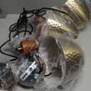 ELYONA Hammered Pendant Lights for Kitchen Island, 7 Small Solid Wood Vintage Metal Hanging Light Fixture Adjustable Height Antique Gold Pendant Lamp for Farmhouse, Dining Room, Brushed Brass, 3 Pack