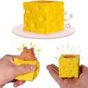 Holgosiu Squishy Cheese Toy Mouse Stress Ball Squishy Rat Squeeze Cheese Fidgets Mice Toy Stress Novelty Toy for ADHD ADD OCD (Brown)
