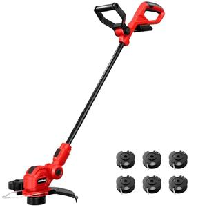 HEINPRO Cordless String Trimmer Compatible with Milwaukee M18 Battery, 12" Electric Weed Wacker, Auto Line Feed, Weed Eater Battery Powered Grass Trimmer, w/ 5 Line Spools, Red (Tool Only)