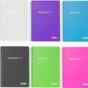 BAZIC PRODUCTS Spiral Notebook, Composition Book, 5" x 7" Poly Cover Spiral Notebook, College Ruled 100 Sheet Notebook for School, Office, & Home Use, Assorted Color, 6-Pack