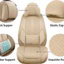 NS YOLO Full Coverage Leather Car Seat Covers for Cars,SUVs and Pick-up Trucks,Car Seat Protector,Automotive Seat Covers,Car Seat Cushion,Beige Seat Cover,Front Seat Cover for 2 Seats