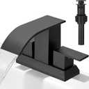 Hoimpro 3 Holes 4 Inch Bathroom Faucet,4" Centerset Vanity Waterfall Bathroom Sink Faucet 2 Hole Two Handles cUPC Supply Hoses Pop Up Drain Matte Black