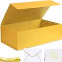 VGOODALL Yellow Magnetic Gift Box, 14x8.7x4.3inches with Lid and Ribbon, Perfect for Bridesmaid Proposals and Party Favors