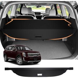 Powerty Retractable Cargo Cover for 2020-2025 Kia Telluride - Canvas Texture Trunk Cover Privacy Screen Rear Security Shade for Telluride Accessories