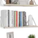 Wallniture Minori Floating Shelves for Wall Storage, Floating Bookshelf Set of 3, Bathroom and Kitchen Organizer Natural Wood Wall Shelves with White Brackets