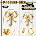 Lineshading 2 Pcs Gold Bow Wall Hooks Brass Coquette Bow Hooks for Coats Hats Bags Bath Towels Robes Vintage Room Decor Office Kitchen Hallway Bathroom Nursery Decorations (L+S)