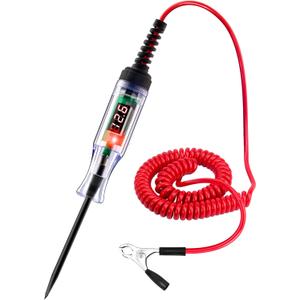 Automotive Test Light 5-90V Digital LED Circuit Tester with Voltage Display, Auto Bidirectional Light Tester, Electrical Voltage Tester with Extended Spring Wire & Probe for Car/RV/Vehicles