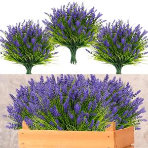 ZINHO 36 Bundles Artificial Flowers Outdoor, Faux Lavender Flowers with Grass UV Resistant Artificial Plants for Outdoor Outside Hanging Planter Window Box Garden Patio Front Porch Decor