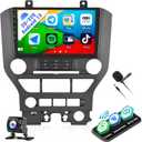 SIXWIN 2G+32G Android 13 Car Radio for Ford Mustang 2015-2020 with Wireless Carplay Android Auto Mirror Link 26UI Bluetooth 9 inch Touchscreen with GPS Navigation WiFi EQ FM Backup Camera MIC