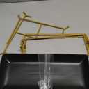 MALACASA 3 Tier Serving Trays for Party, 14 Inch Porcelain Black Trays for Serving Food, Dessert Stand with Collapsible Gold Metal Rack