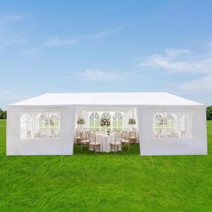 10x30 Canopy Tent Party Tent with 7 Sidewalls, White