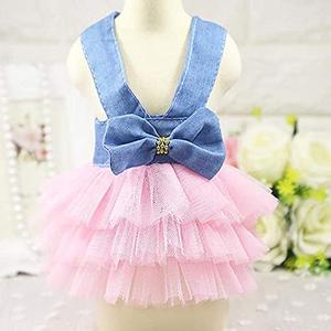 Pet's Cute Halter Bowknot Tutu Dresses Female Dog Clothes Girl Dogs Yorkie Costumes Harness, Assorted