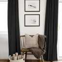 100% Blackout Shield Linen Blackout Curtains for Bedroom 84 Inches Long, Back Tab/Rod Pocket Living Room Drapes, Thermal Insulated Blackout Curtains 2 Panels Set, 50" W x 84" L, Black