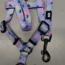 QQPETS Dog Harness Leash Set Adjustable Heavy Duty No Pull Halter Harnesses for Small Medium Large Breed Dogs Back Clip Anti-Twist Perfect for Walking (XS, Floral Purple)